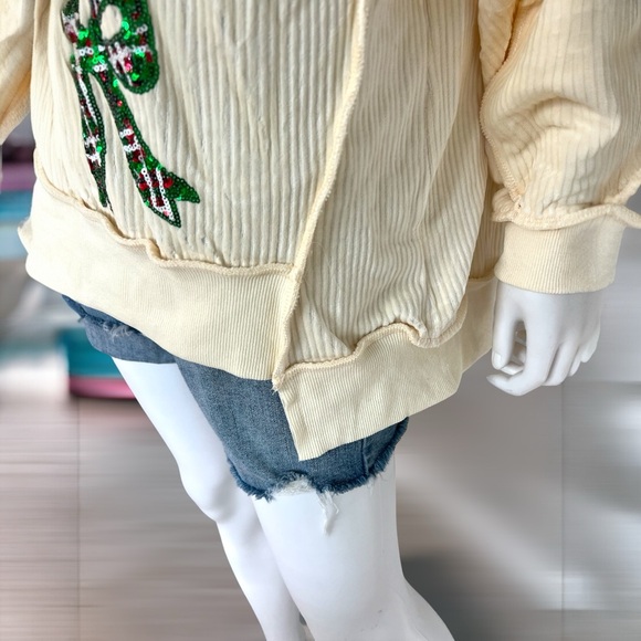 Peach love California oversized corduroy holiday pullover S M L - Picture 7 of 8